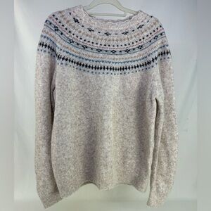 Fat Face Fair Isle Yoke Collar Alpaca Blend Long Sleeve Sweater Women’s size 12